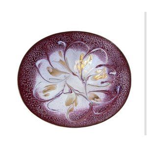 Emaljert Handarbeid‎ E. Krage A/S Enamelware 6.25"  Round Dish Decor Pink Norway